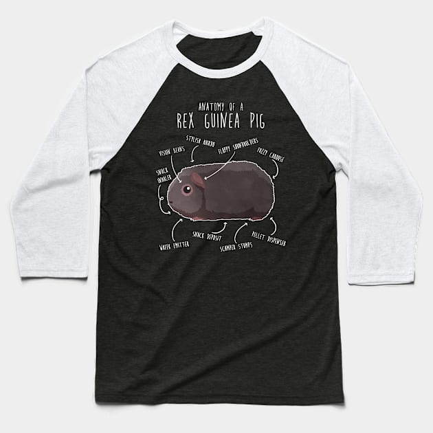 Rex Guinea Pig Anatomy Baseball T-Shirt by Psitta